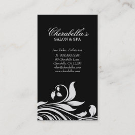 Visita Negro blanco floral elegante de la tarjeta de