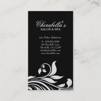 Visita Negro blanco floral elegante de la tarjeta de