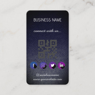 Visita Negro de cuero - Media social QR Código tarjeta de