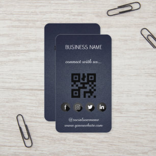 Visita Negro de cuero - Media social QR Código tarjeta de