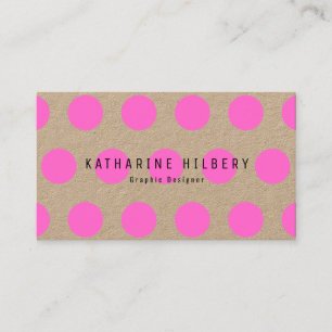 Visita Neon Pink Polka Dots Kraft Papel Tarjeta de presen