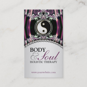Visita NewAge de plata púrpura Yin Yang + Tarjeta de