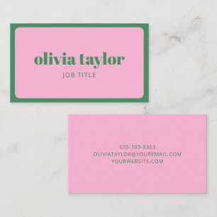 Visita Nombre en Negrita Rosa y Verde Tarjeta de Negocios