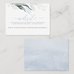 Visita Página web boda Dusty Blue Greenery Tarjeta de pr