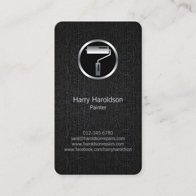 Visita Paint Roller Brush Grunge Painter tarjeta de prese (Anverso)