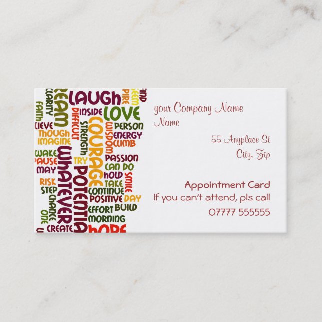 Visita Palabras de motivación #1, tarjeta de las citas (Anverso)