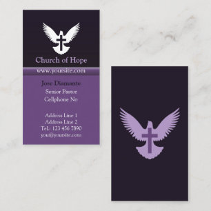 Visita Paloma con tarjeta de iglesia cruzada negra púrpur