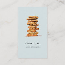 Panadería de cocina acuarela azul tarjeta de visit