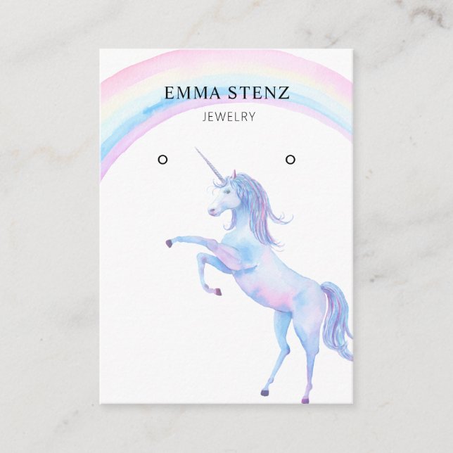 Visita Pastel Unicornio Arcoiris ・ Tarjeta de visualizaci (Anverso)