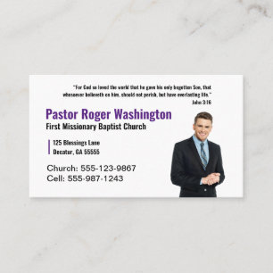 Visita Pastor o Deacon Photo Church Tarjeta de presentaci
