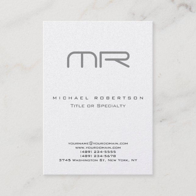 Visita Pearl Modern Monogram White Clean Tarjeta de visit (Anverso)