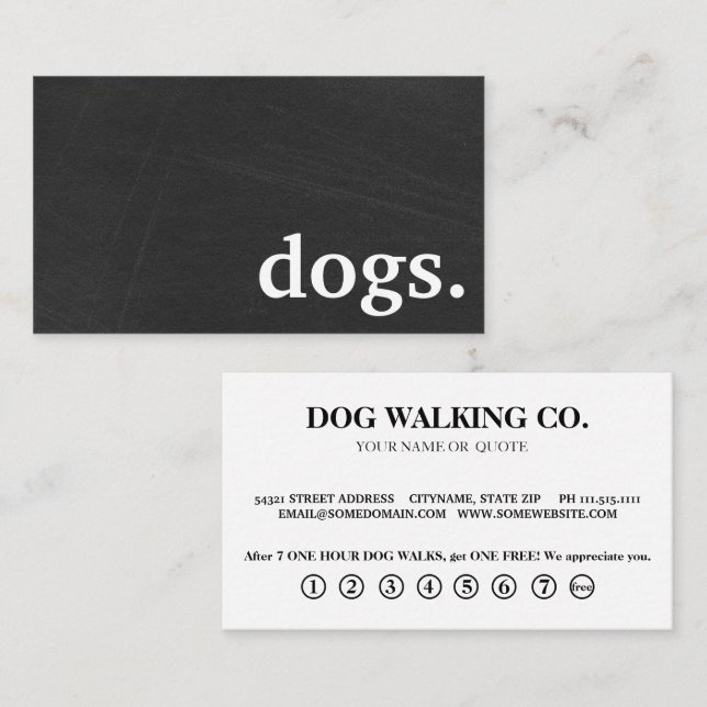 Visita Perros de pizarra modernos. tarjeta de lealtad de  (Anverso / Reverso)