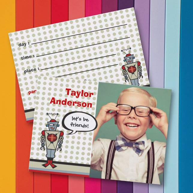 Visita Personalizado Retro Robot Fun Niños Tarjeta de rep (Subido por el creador)