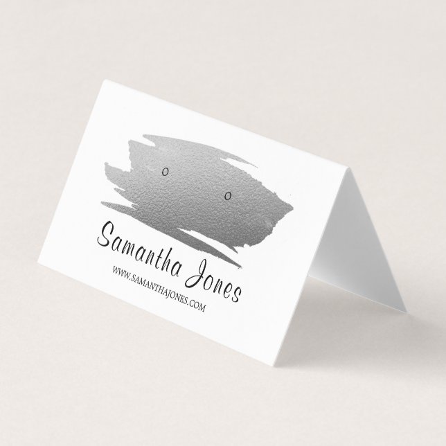 Visita Pincel de Relieve metalizado plateado, tarjeta de  (Anverso)