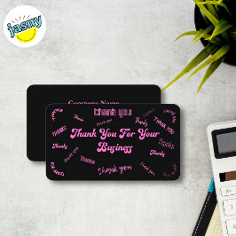 Visita Pink and Black "Gracias" Insertar/ Tarjeta de visi