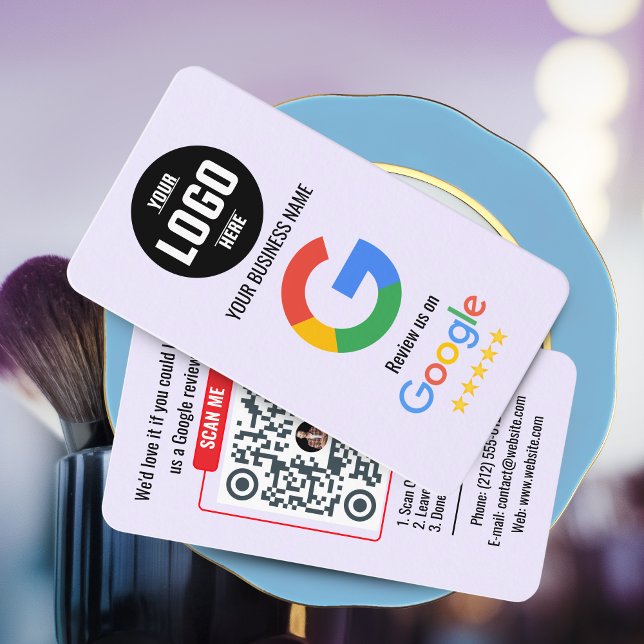 Visita Plantilla de tarjeta de presentación con código QR (Google Review QR Code Business Card - Black and Pink )