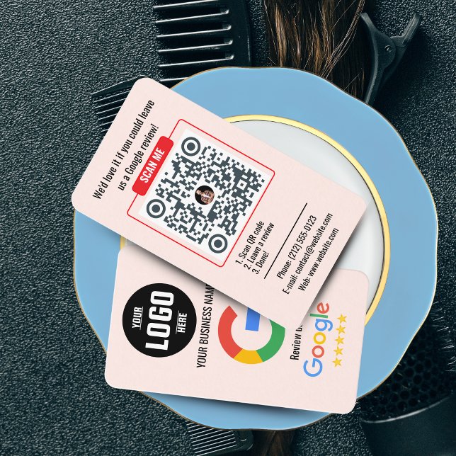 Visita Plantilla de tarjeta de presentación con código QR (Google Review QR Code Business Card - Black and Orange template )