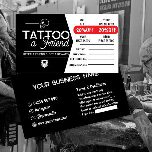 Visita Plantilla de Tarjeta de Recomendación de Tatuajes 