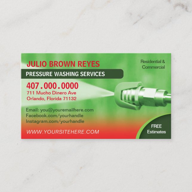 Visita Plantilla de tarjeta de trabajo de lavado y limpie (Anverso)