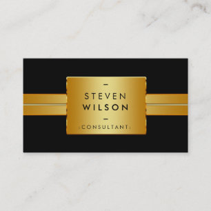 Visita Plantilla de tarjeta negra retro elegante con raya