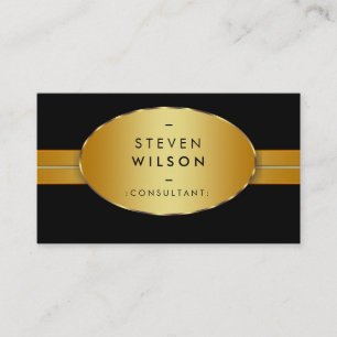 Visita Plantilla de tarjeta negra retro elegante con raya