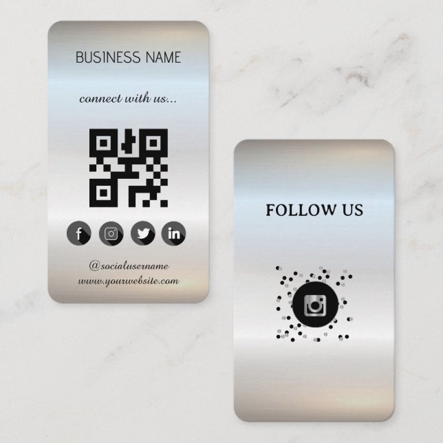 Visita Plata - Tarjeta de presentación de código QR para  (Anverso / Reverso)