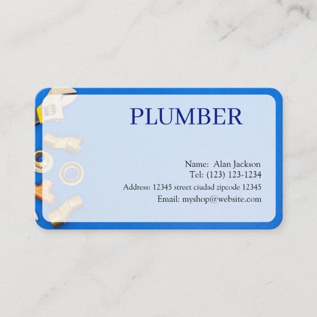 Visita PLUMBER Tarjeta de presentación editable (Anverso)