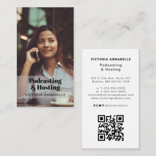 Visita Podcasting y Hosting Photo QR Code tarjeta de pres