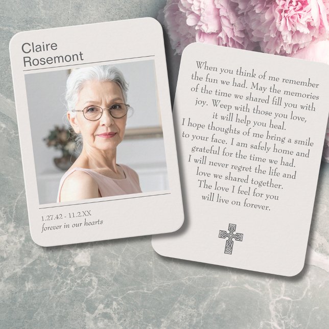 Visita Por Siempre en Nuestros Corazones Tarjeta de Oraci (Forever In Our Hearts Modern Cross Prayer Card
)