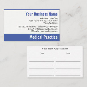 Visita Práctica médica Tarjeta de cita siguiente