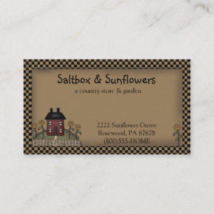 Visita Prim Country Saltbox & Sunflowers Tarjeta de Negoc