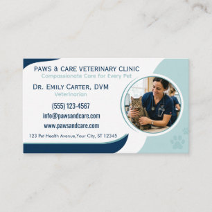 Visita Profesional Tarjeta de Veterinario con Foto Person