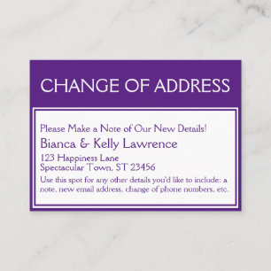 Visita Profundo morado en blanco cambio de tarjeta de dir