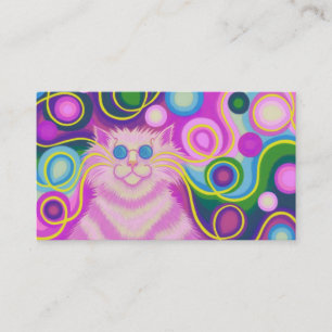 Visita Psy-cat-delic Tarjeta de negocios rosa de espalda 