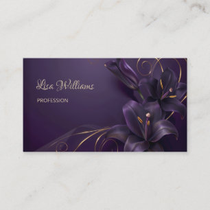 Visita Purple Lilies 3D Flores Tarjeta de Negocios de Luj
