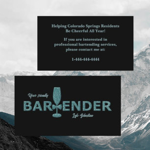 Visita Purpurina Aqua Black Event Bartender tarjeta de pr