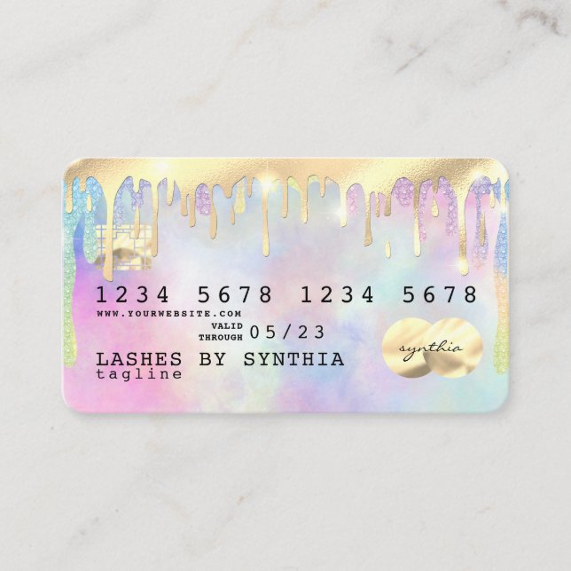 Visita Purpurina de acuarela de Unicorn gotea tarjeta de  (Anverso)