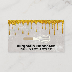 Visita Purpurina de oro goteo   Tarjeta de presentación W