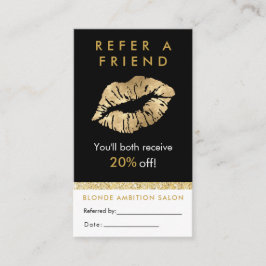 Visita Purpurina de oro moderno Lips Tarjeta de referenci