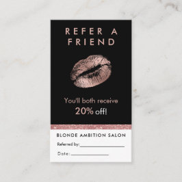 Visita Purpurina de oro Rosa moderno Lips Tarjeta de remi