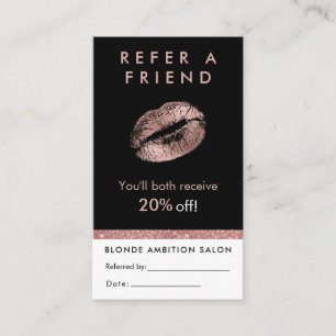 Visita Purpurina de oro Rosa moderno Lips Tarjeta de remi