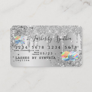 Visita Purpurina plateado gotea tarjeta de crédito hologr