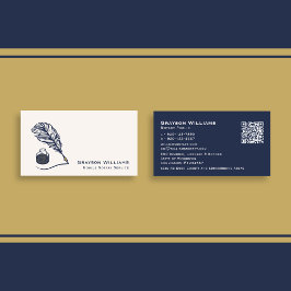 Visita Quill QR Código Navy Tarjeta de presentación de da