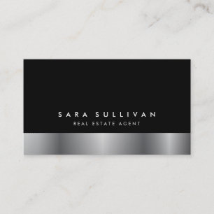 Visita Real Estate Agent Bold Dark Chrome Tarjeta de Nego