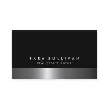 Real Estate Agent Bold Dark Chrome Tarjeta de Nego