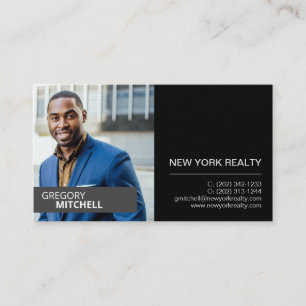 Visita Realtor negro y plata con tarjeta de presentación
