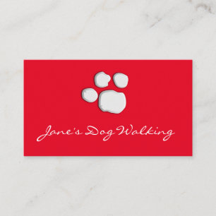 Visita Red Elegant Dog Walking Paw Imprimir tarjeta de vi