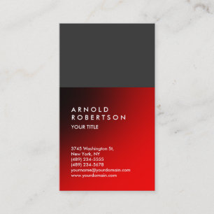 Visita Red Gray Trendy Moderna Tarjeta de Negocios Profes