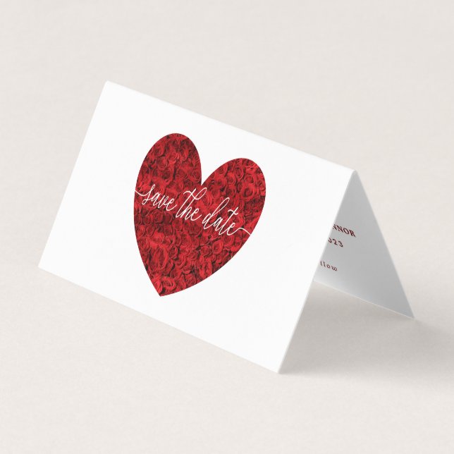 Visita Red Rose Heart, Foto Guardar Tarjeta De Fecha (Anverso)