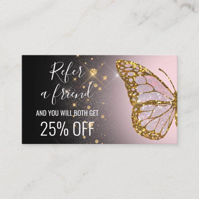 Visita remitir una mariposa amiga en una tarjeta de refer (Anverso)